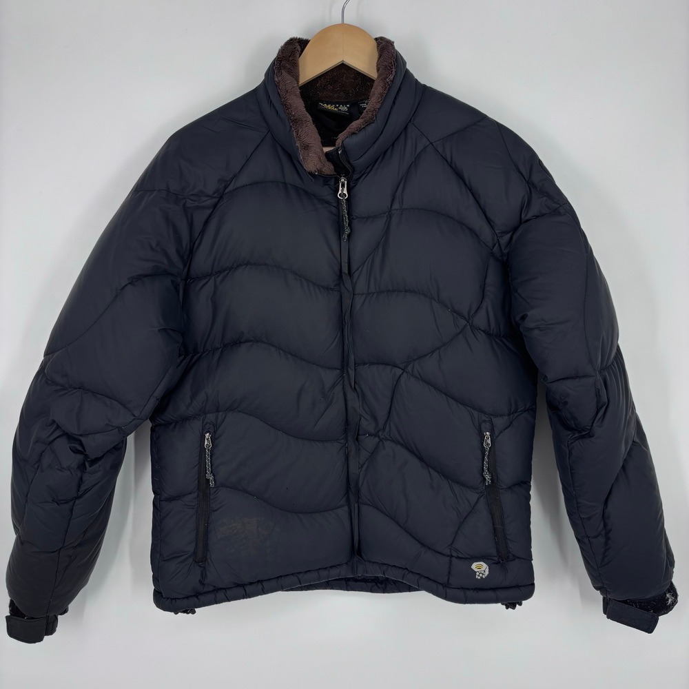 Mountain Hardwear Down Puffer Jacket Womens Medium Black Fleece Lined Warm